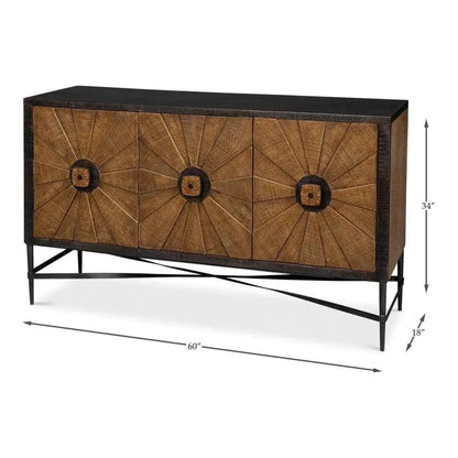 Sarreid Luke Wood and Metal Brown 3 Door Sideboard