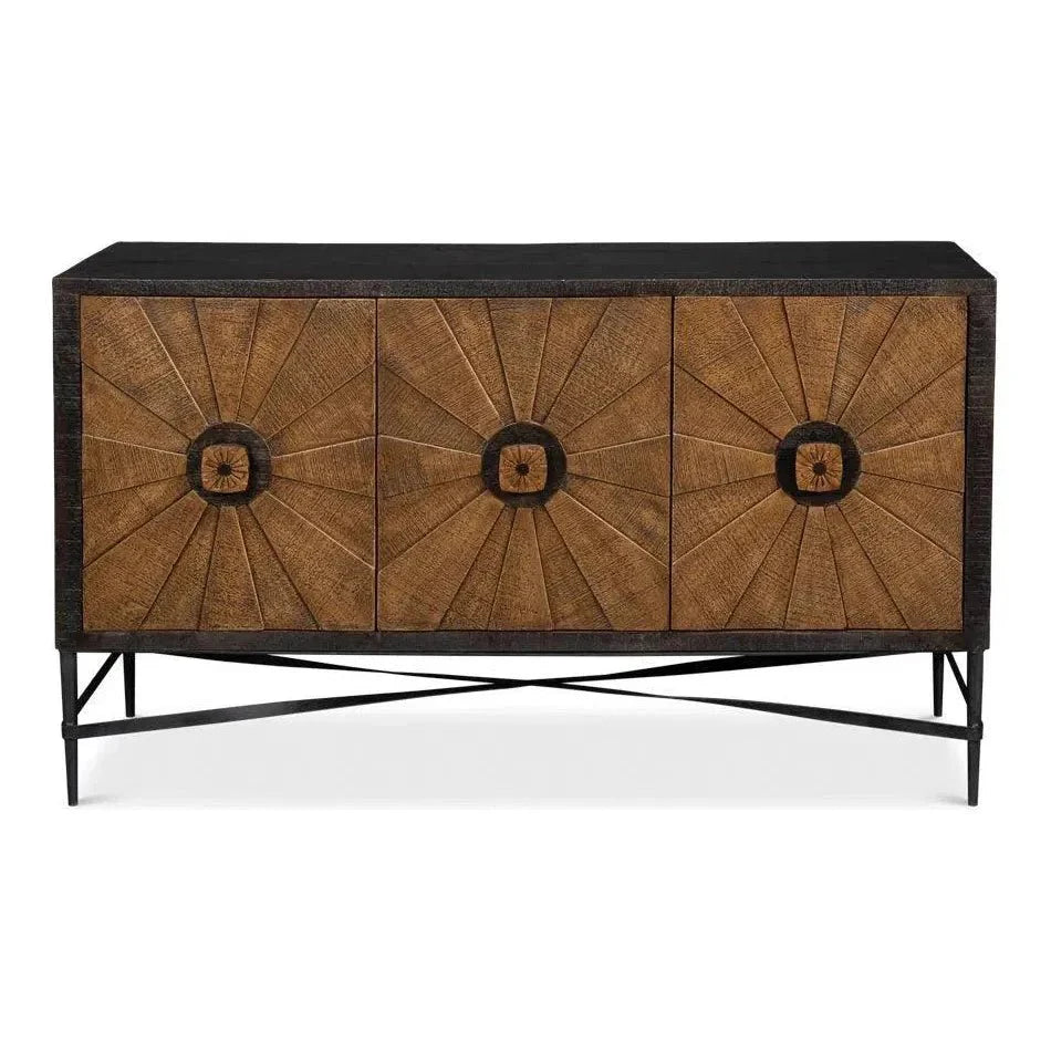 Sarreid Luke Wood and Metal Brown 3 Door Sideboard