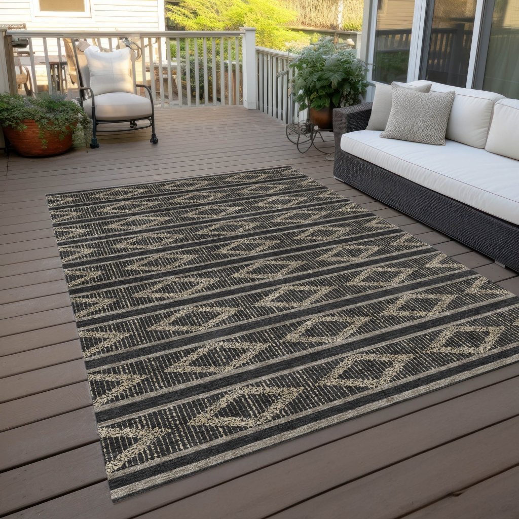 LOOMLAN Rugs Lume Black Washable Indoor-Outdoor Rug