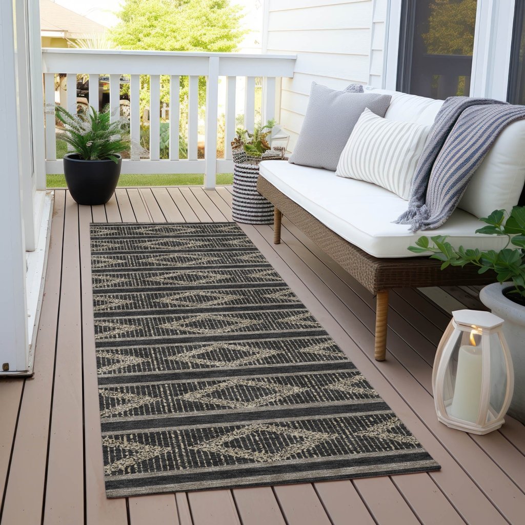LOOMLAN Rugs Lume Black Washable Indoor-Outdoor Rug