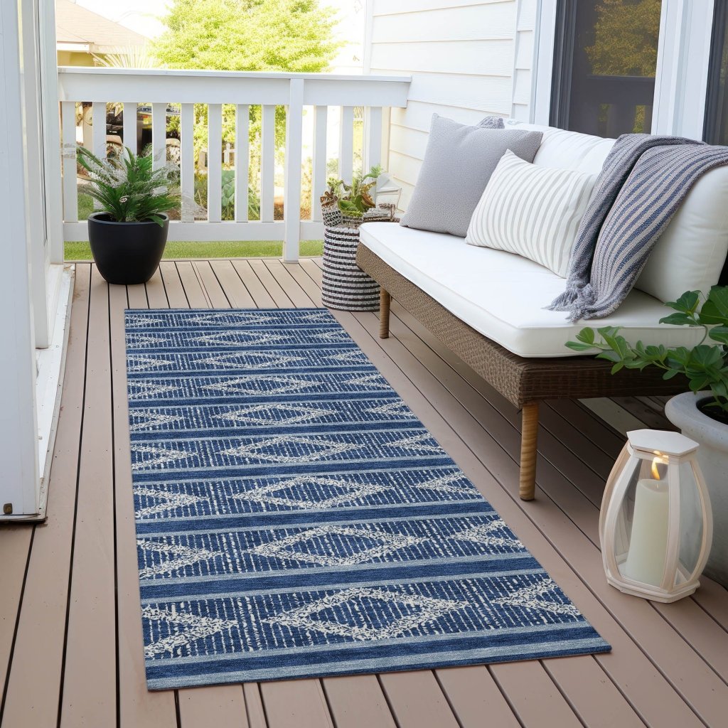 LOOMLAN Rugs Lume Blue Washable Indoor-Outdoor Rug