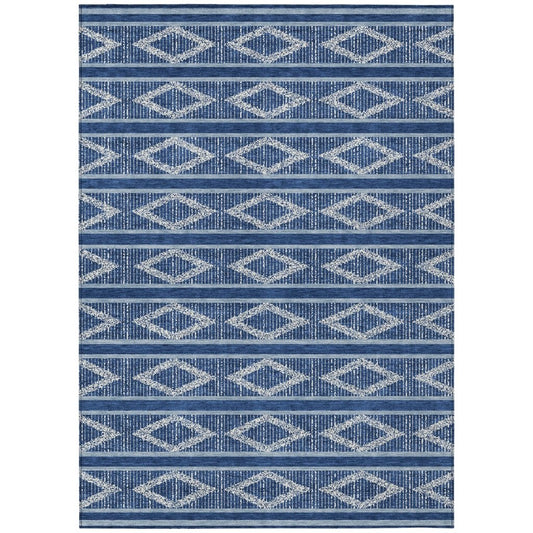 LOOMLAN Rugs Lume Blue Washable Indoor-Outdoor Rug