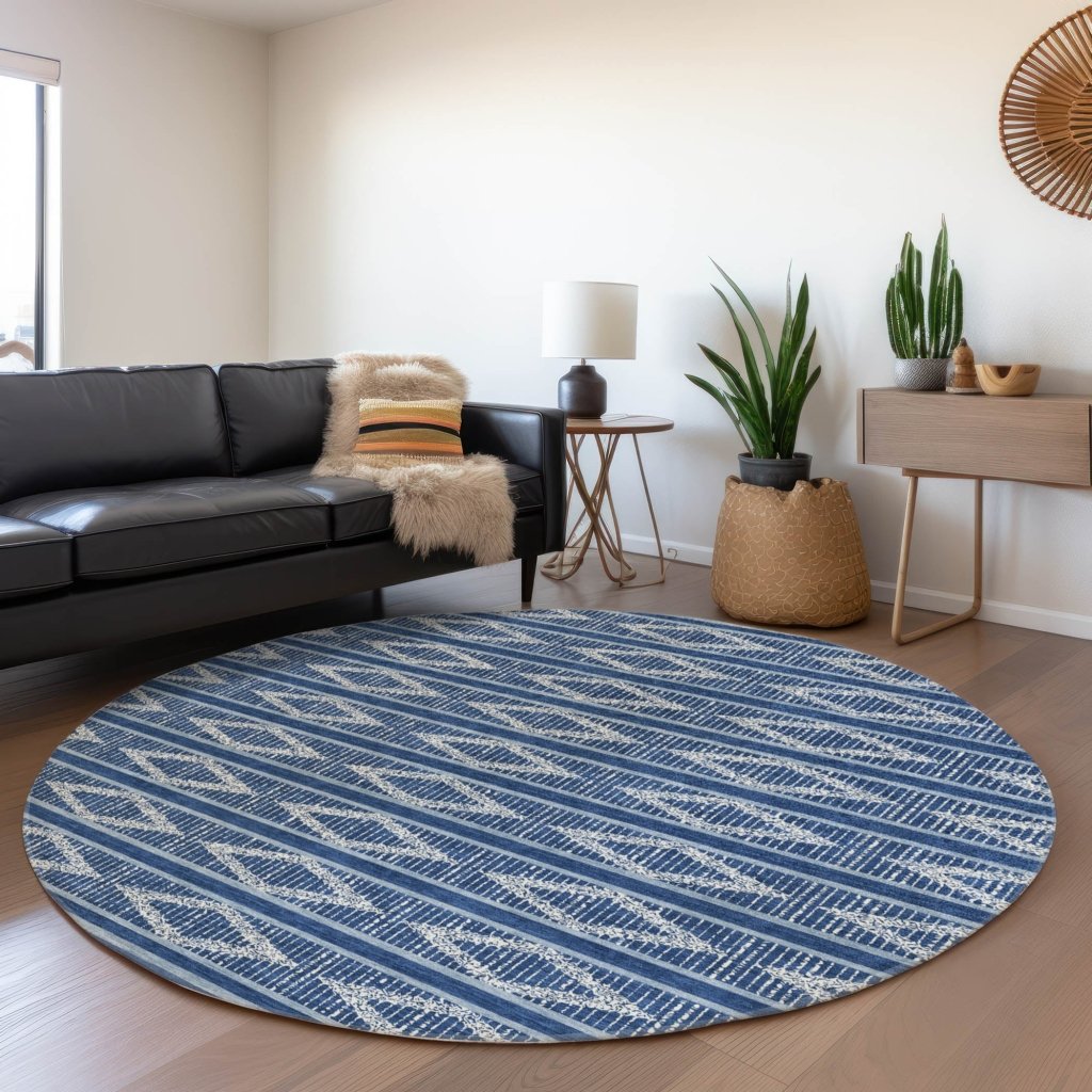 LOOMLAN Rugs Lume Blue Washable Indoor-Outdoor Rug