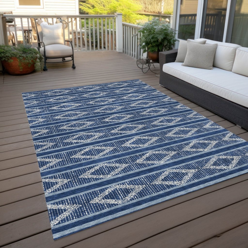 LOOMLAN Rugs Lume Blue Washable Indoor-Outdoor Rug