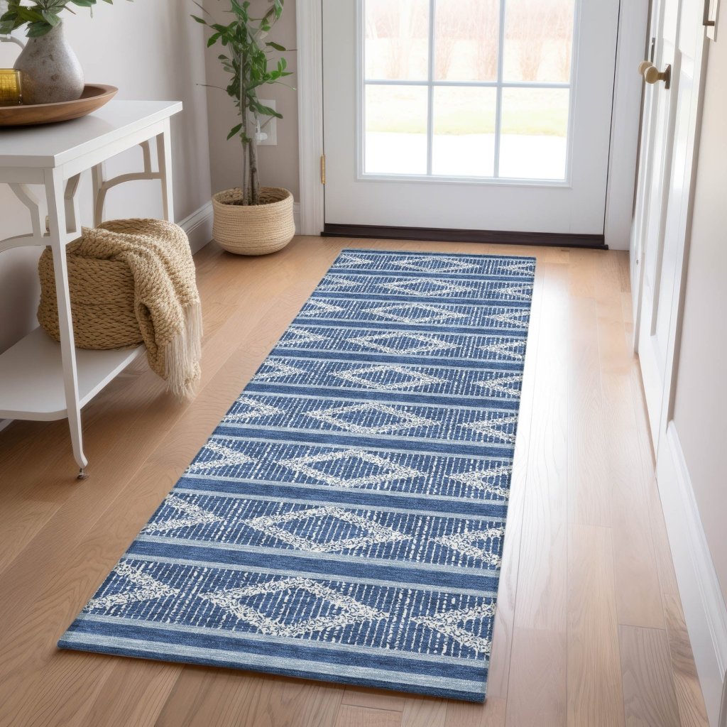 LOOMLAN Rugs Lume Blue Washable Indoor-Outdoor Rug