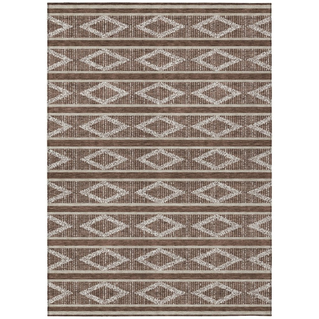 LOOMLAN Rugs Lume Brown Washable Indoor-Outdoor Rug