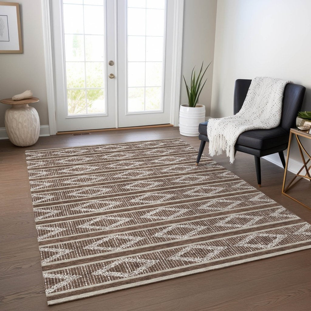 LOOMLAN Rugs Lume Brown Washable Indoor-Outdoor Rug