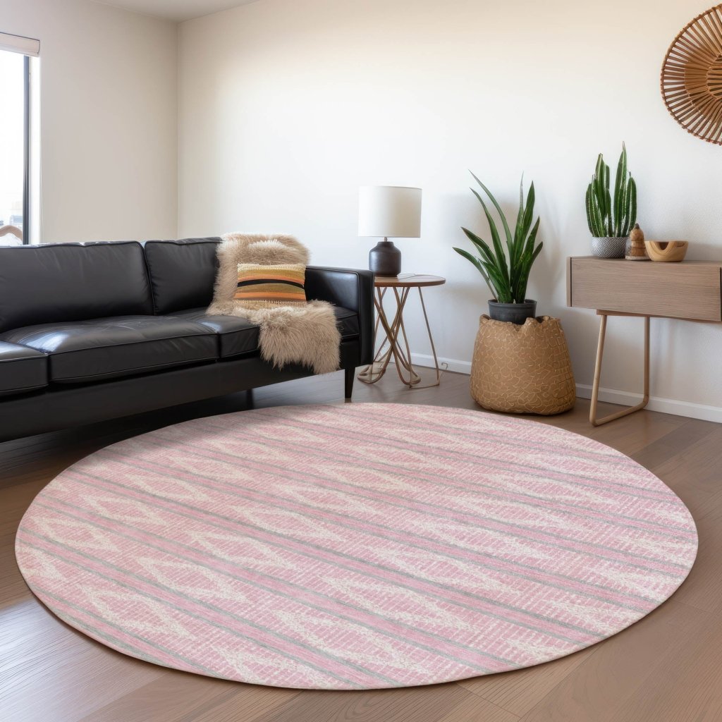 LOOMLAN Rugs Lume Pink Washable Indoor-Outdoor Rug
