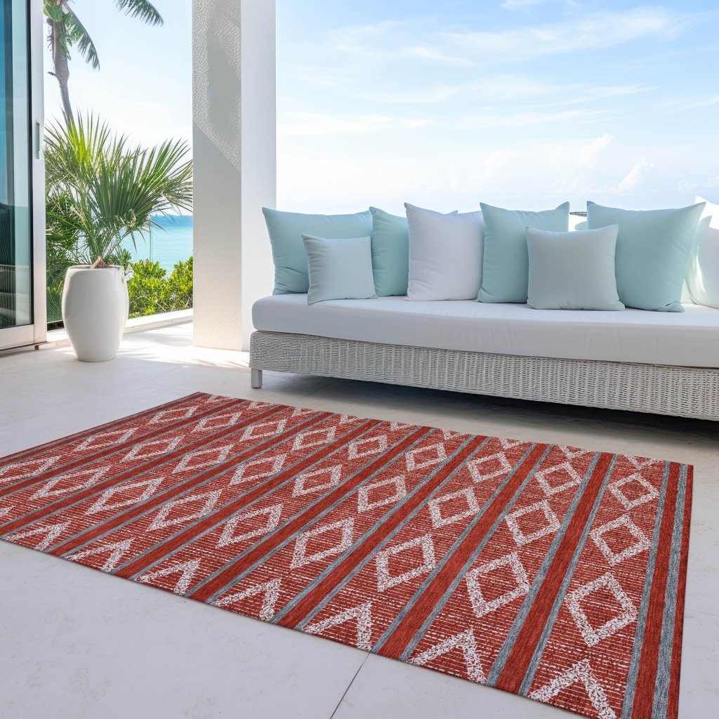 LOOMLAN Rugs Lume Red Washable Indoor-Outdoor Rug