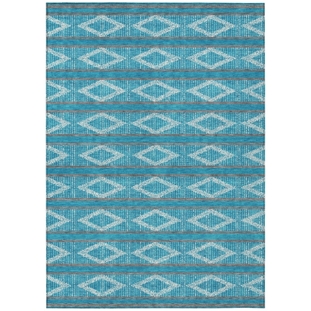 LOOMLAN Rugs Lume Teal Washable Indoor-Outdoor Rug