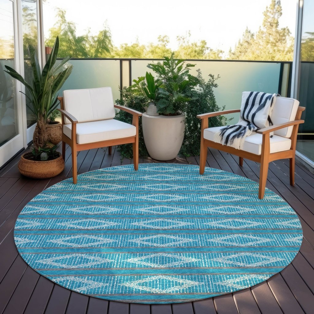 LOOMLAN Rugs Lume Teal Washable Indoor-Outdoor Rug