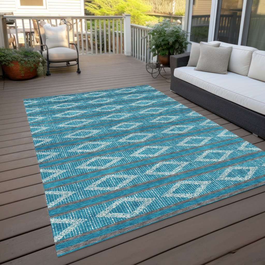LOOMLAN Rugs Lume Teal Washable Indoor-Outdoor Rug