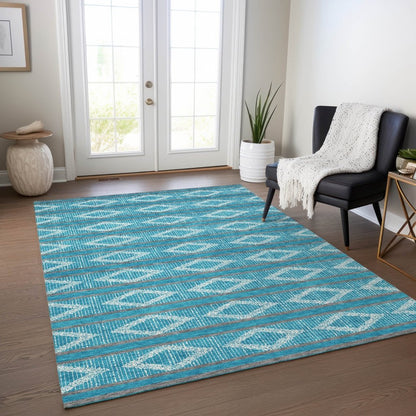 LOOMLAN Rugs Lume Teal Washable Indoor-Outdoor Rug
