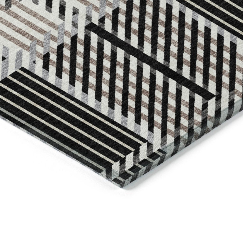 LOOMLAN Rugs Lunara Black Washable Indoor-Outdoor Rug