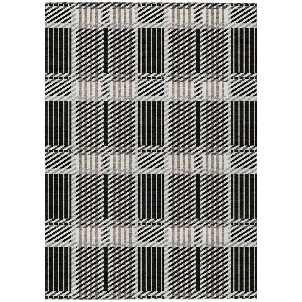 LOOMLAN Rugs Lunara Black Washable Indoor-Outdoor Rug