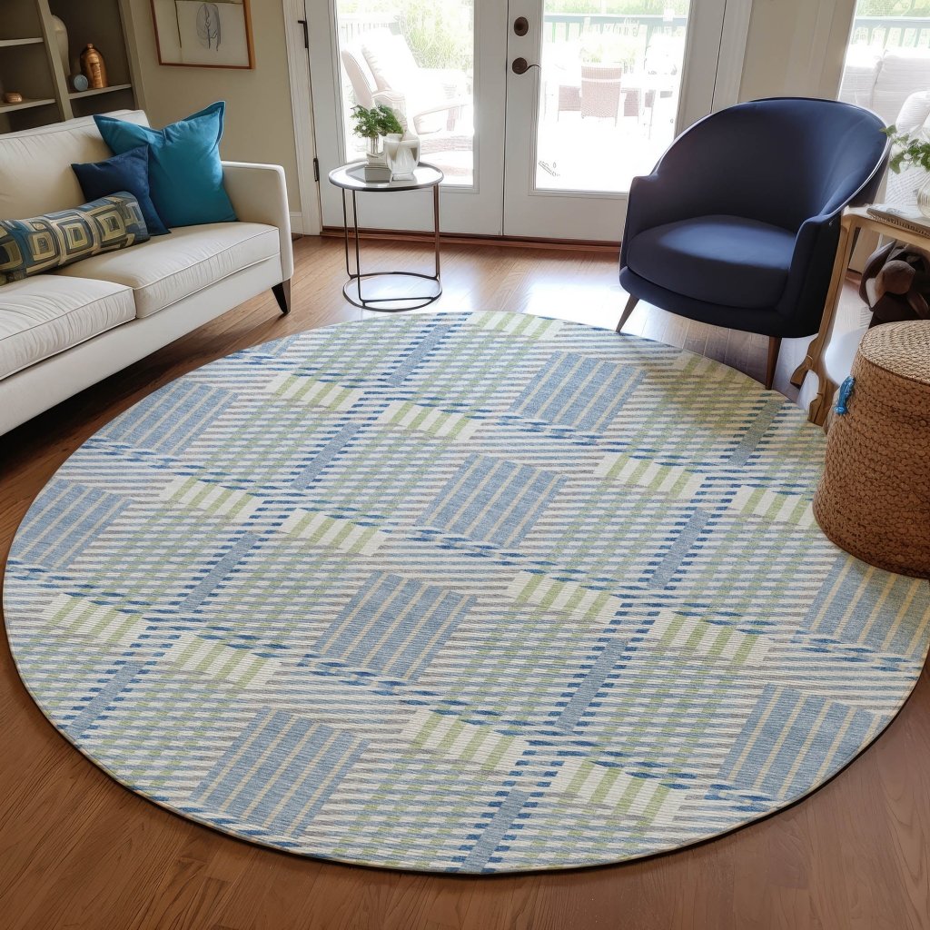 LOOMLAN Rugs Lunara Blue Washable Indoor-Outdoor Rug