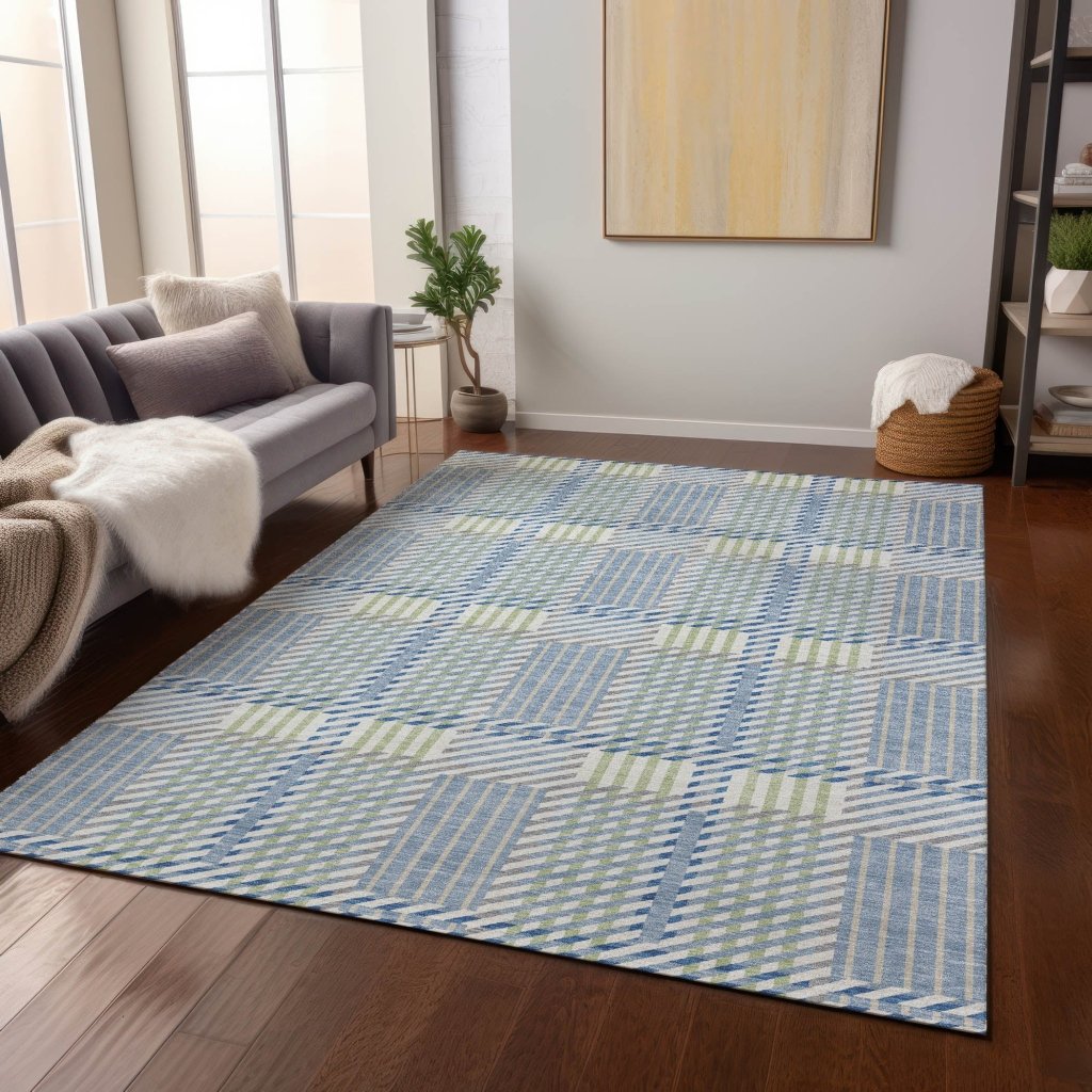LOOMLAN Rugs Lunara Blue Washable Indoor-Outdoor Rug