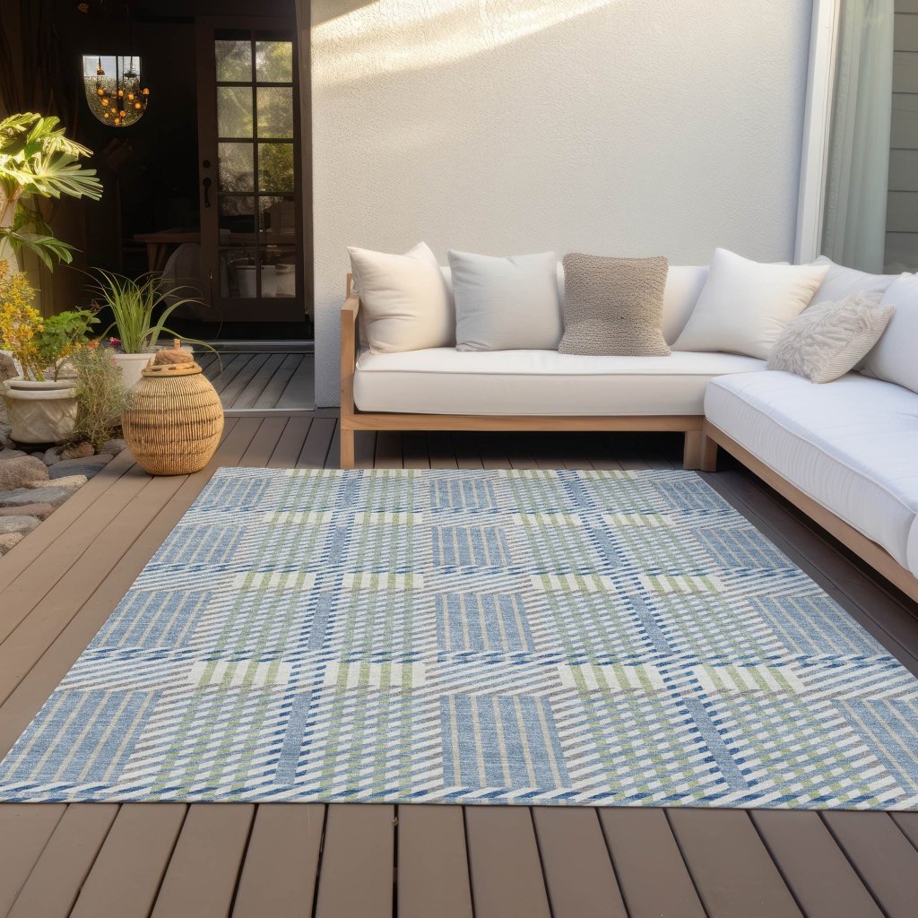 LOOMLAN Rugs Lunara Blue Washable Indoor-Outdoor Rug