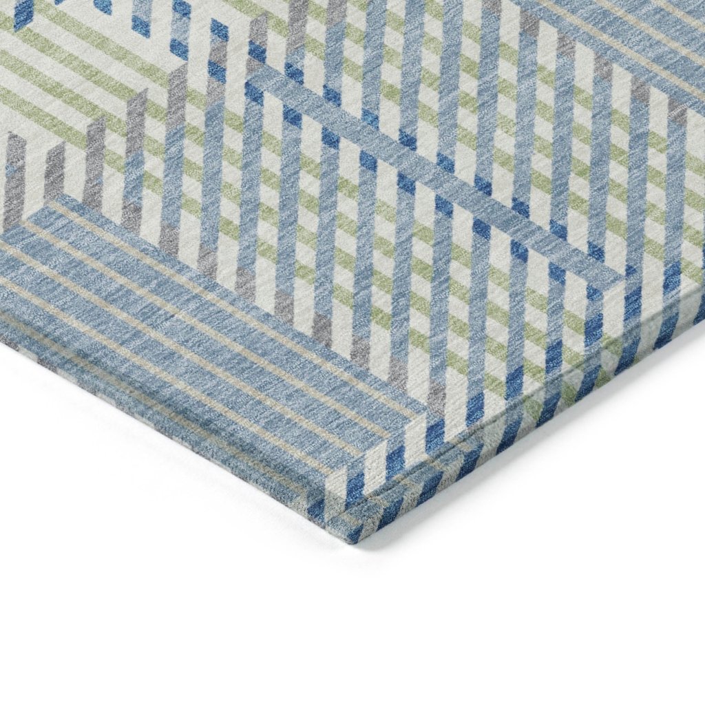 LOOMLAN Rugs Lunara Blue Washable Indoor-Outdoor Rug