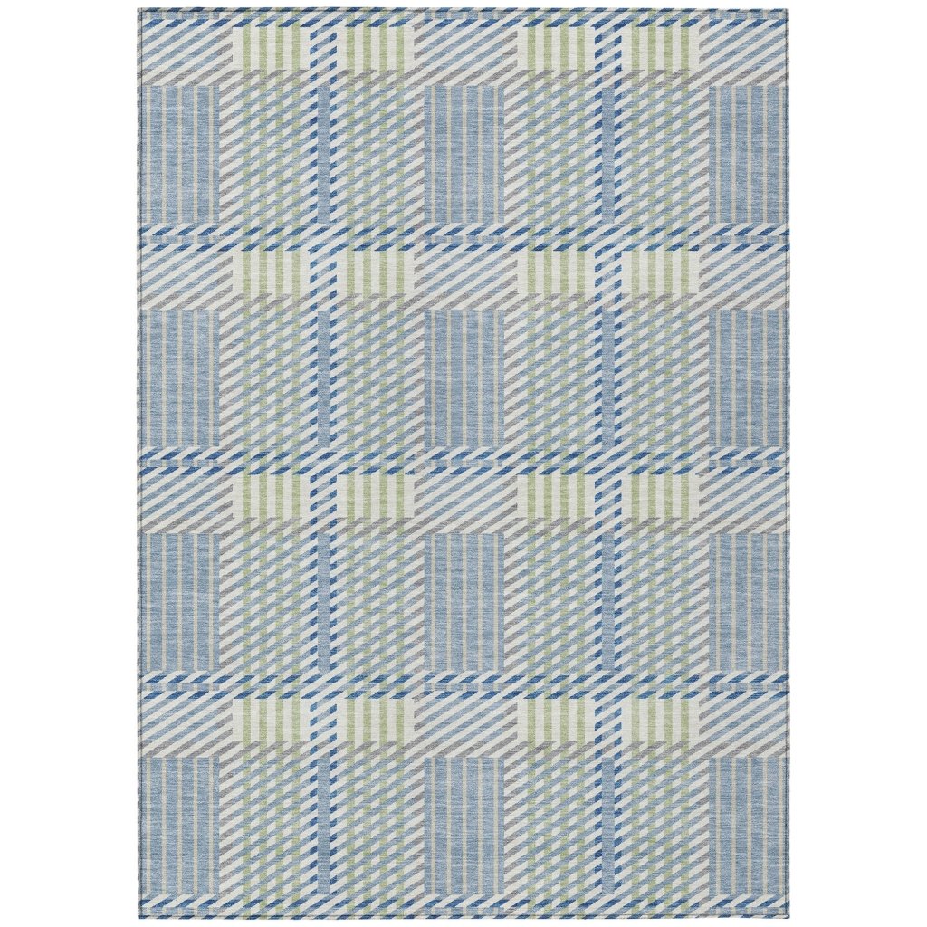 LOOMLAN Rugs Lunara Blue Washable Indoor-Outdoor Rug
