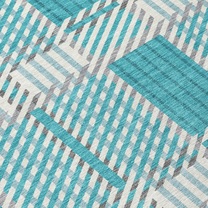 LOOMLAN Rugs Lunara Teal Washable Indoor-Outdoor Rug