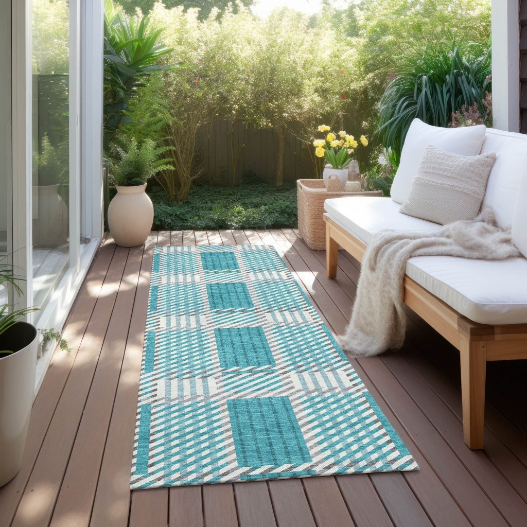 LOOMLAN Rugs Lunara Teal Washable Indoor-Outdoor Rug