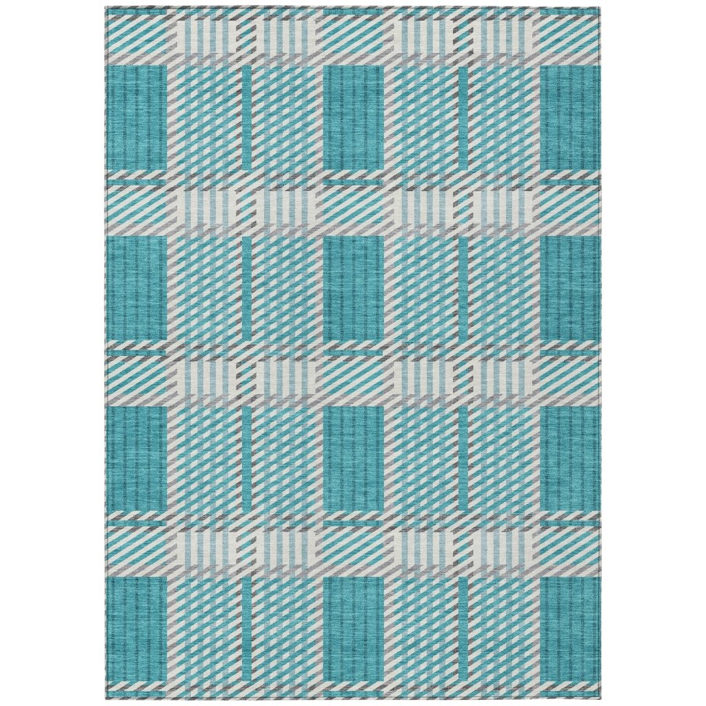 LOOMLAN Rugs Lunara Teal Washable Indoor-Outdoor Rug