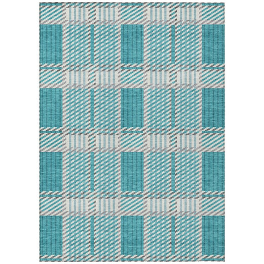 LOOMLAN Rugs Lunara Teal Washable Indoor-Outdoor Rug