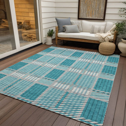 LOOMLAN Rugs Lunara Teal Washable Indoor-Outdoor Rug