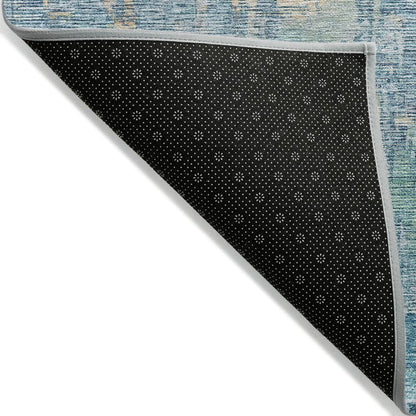 LOOMLAN Rugs Lunisse Blue Washable Indoor-Outdoor Rug