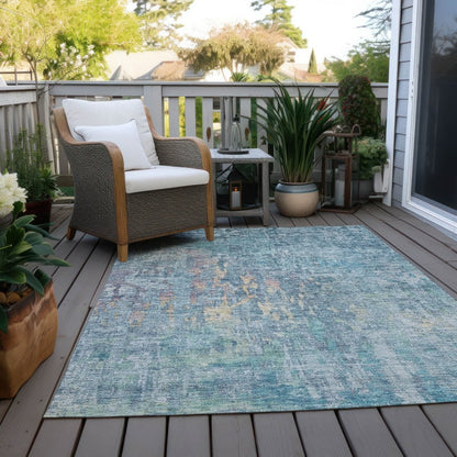 LOOMLAN Rugs Lunisse Blue Washable Indoor-Outdoor Rug