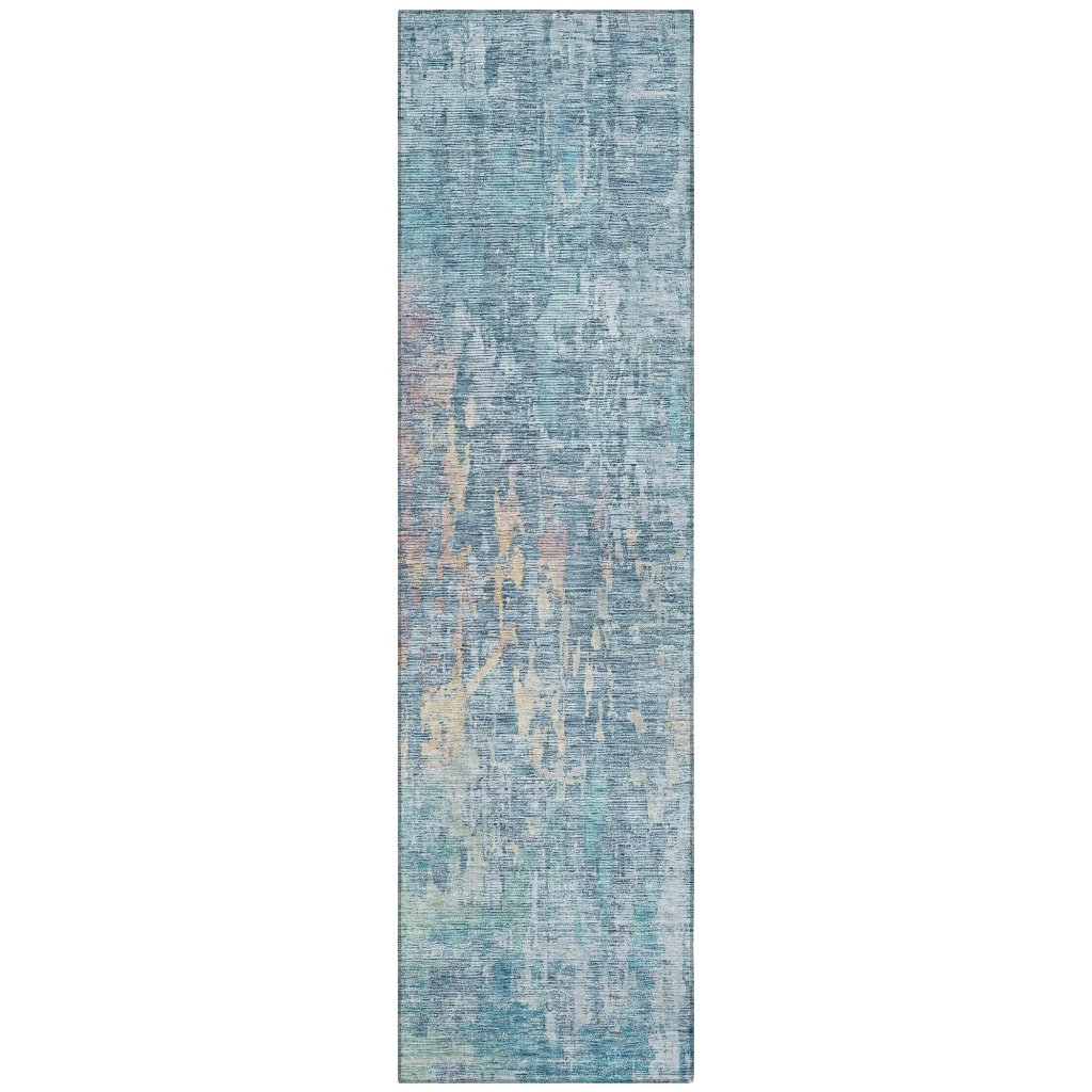 LOOMLAN Rugs Lunisse Blue Washable Indoor-Outdoor Rug
