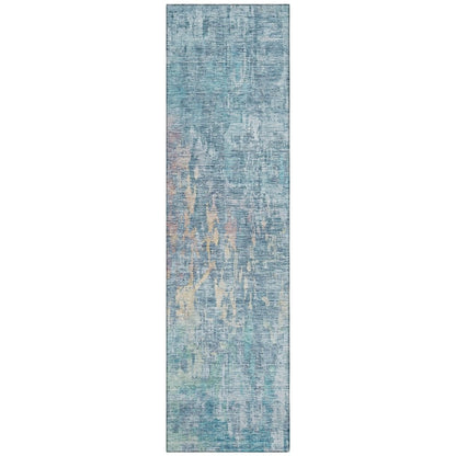 LOOMLAN Rugs Lunisse Blue Washable Indoor-Outdoor Rug