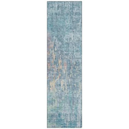 LOOMLAN Rugs Lunisse Blue Washable Indoor-Outdoor Rug