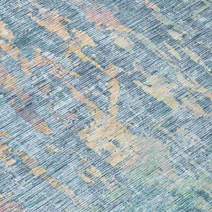 LOOMLAN Rugs Lunisse Blue Washable Indoor-Outdoor Rug