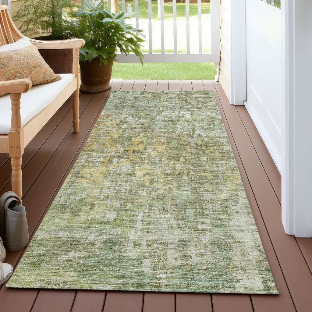 LOOMLAN Rugs Lunisse Green Washable Indoor-Outdoor Rug