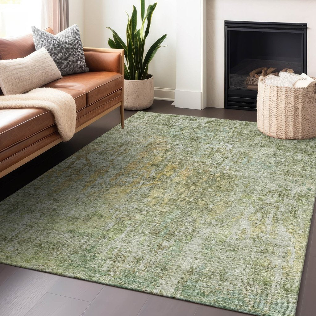 LOOMLAN Rugs Lunisse Green Washable Indoor-Outdoor Rug