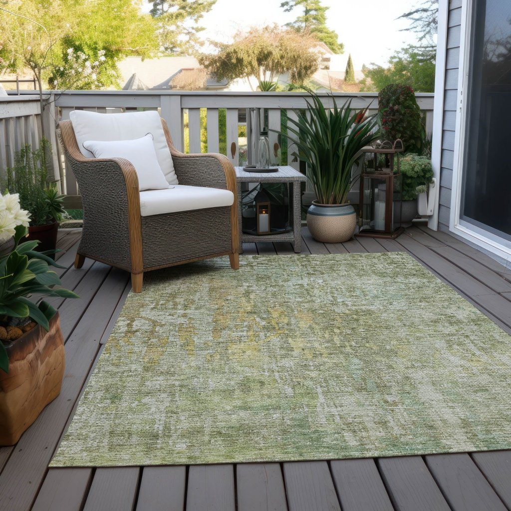 LOOMLAN Rugs Lunisse Green Washable Indoor-Outdoor Rug