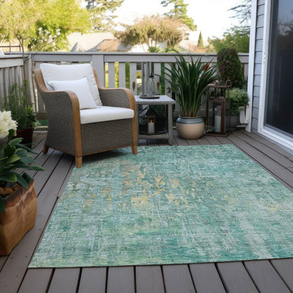 LOOMLAN Rugs Lunisse Teal Washable Indoor-Outdoor Rug