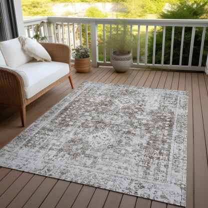 LOOMLAN Rugs Lurea Brown Washable Indoor-Outdoor Rug