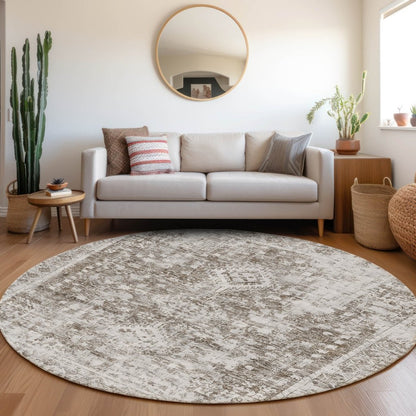 LOOMLAN Rugs Lurea Brown Washable Indoor-Outdoor Rug