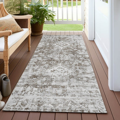LOOMLAN Rugs Lurea Brown Washable Indoor-Outdoor Rug