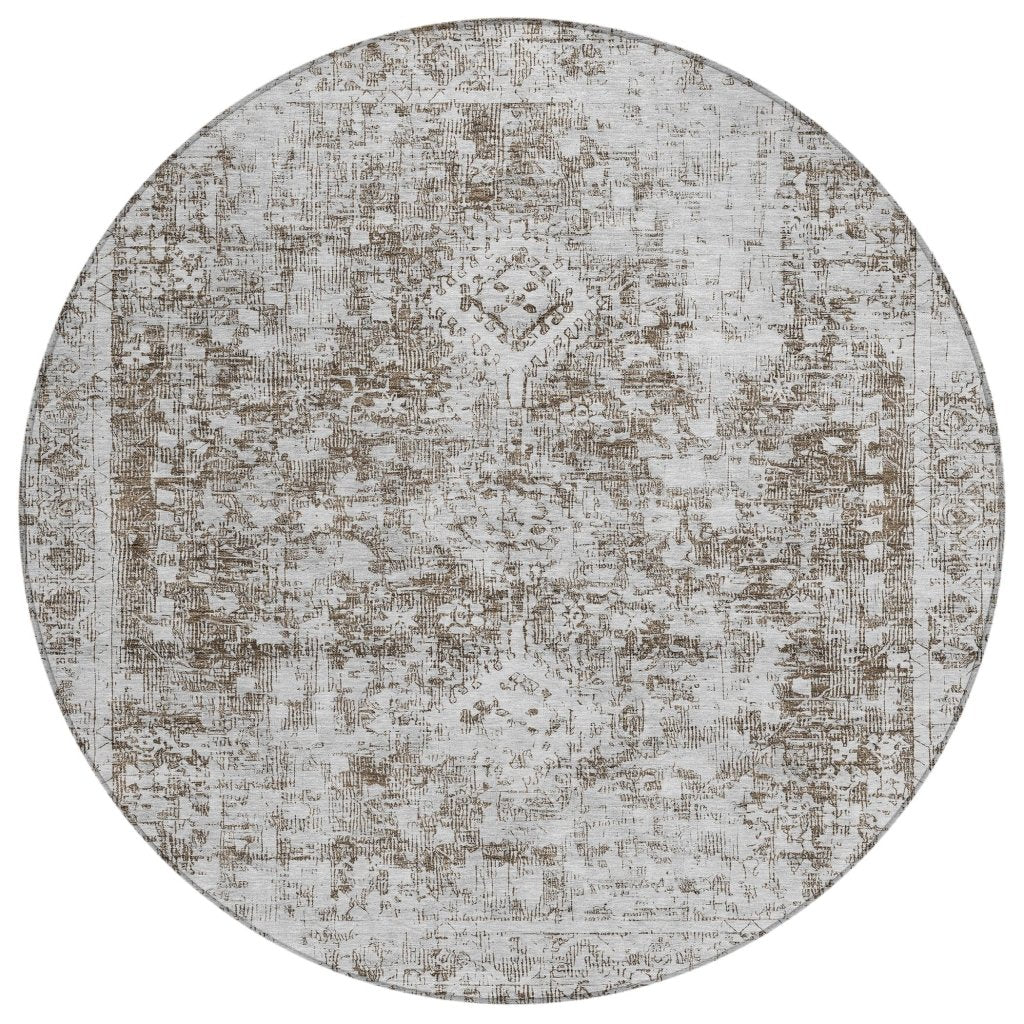 LOOMLAN Rugs Lurea Brown Washable Indoor-Outdoor Rug