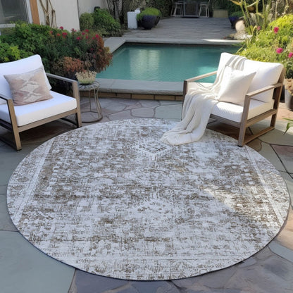 LOOMLAN Rugs Lurea Brown Washable Indoor-Outdoor Rug