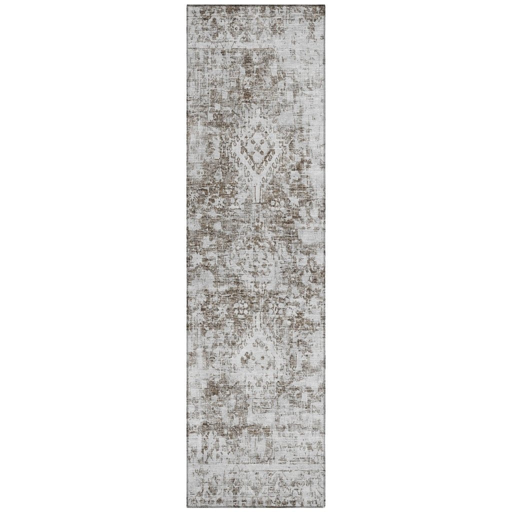 LOOMLAN Rugs Lurea Brown Washable Indoor-Outdoor Rug