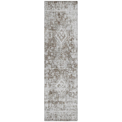 LOOMLAN Rugs Lurea Brown Washable Indoor-Outdoor Rug