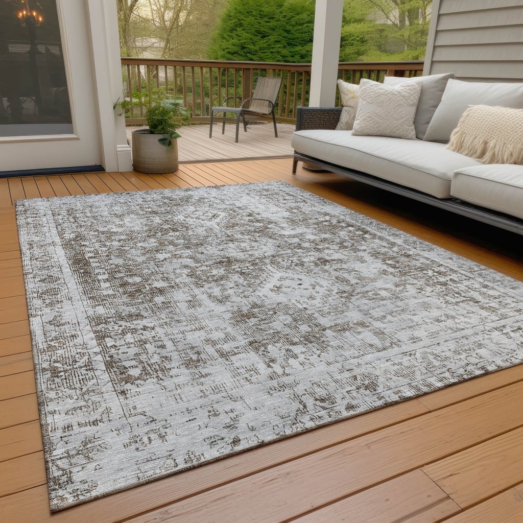 LOOMLAN Rugs Lurea Brown Washable Indoor-Outdoor Rug