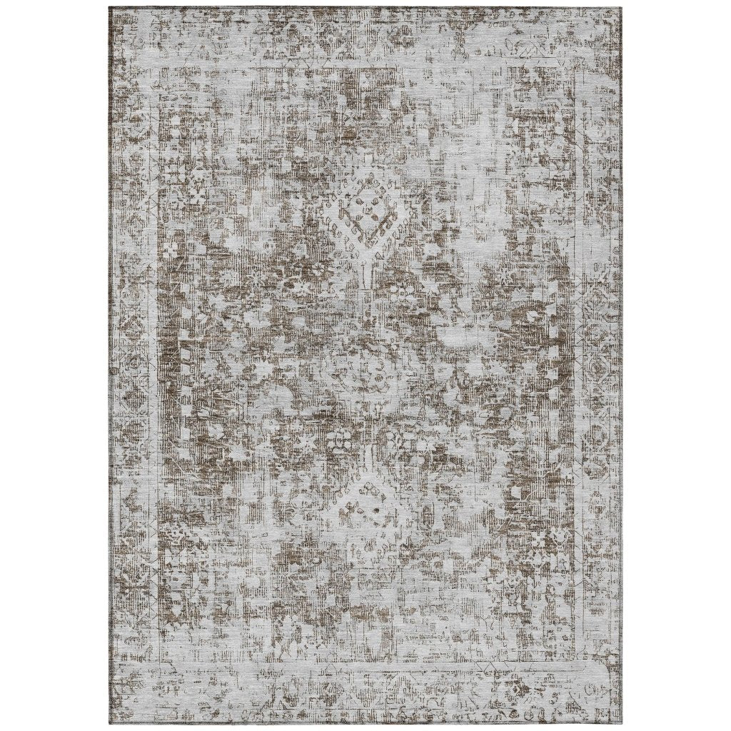 LOOMLAN Rugs Lurea Brown Washable Indoor-Outdoor Rug
