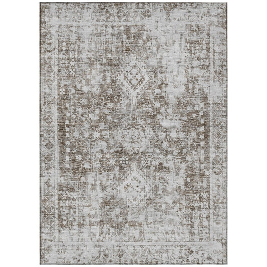 LOOMLAN Rugs Lurea Brown Washable Indoor-Outdoor Rug