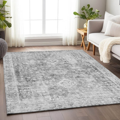 LOOMLAN Rugs Lurea Gray Washable Indoor-Outdoor Rug